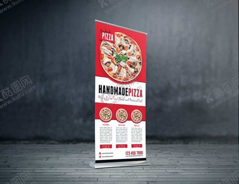 编号：25816710070311413249【酷图网】源文件下载-红色披萨易拉宝海报