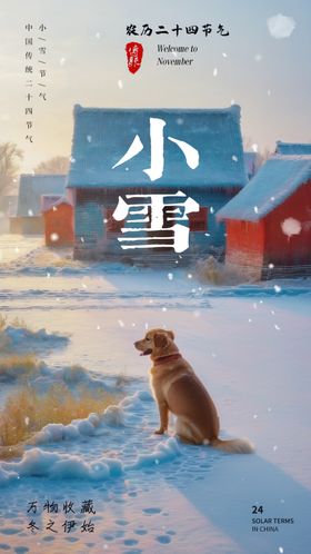 中式小雪节气海报