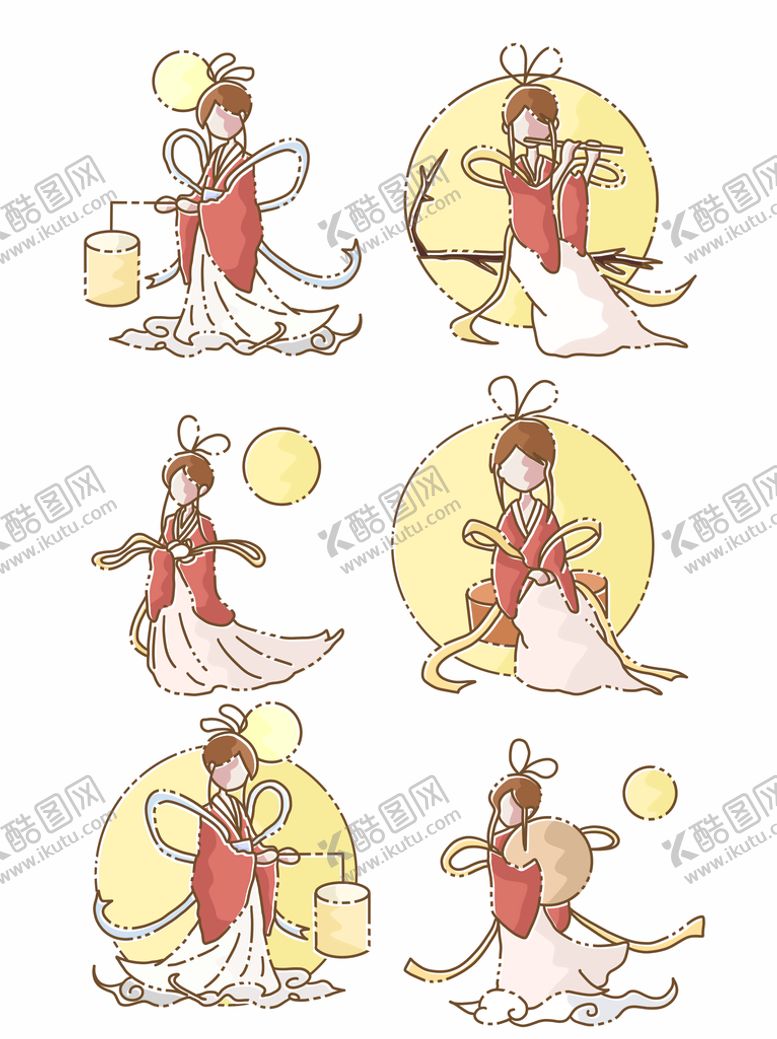 编号：89917010160748022680【酷图网】源文件下载-中秋节人物嫦娥插画素材