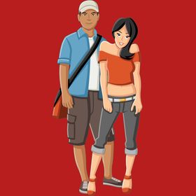 手绘情侣恋人爱男女卡通