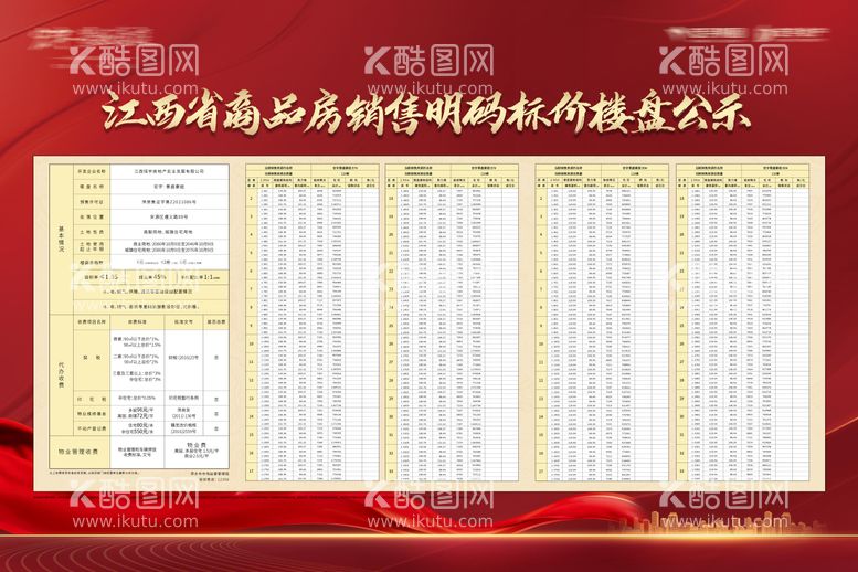 编号：57458211190628334097【酷图网】源文件下载-房地产价格公示表红背景kv
