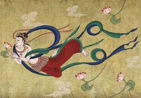 敦煌壁画仙女插画卡通复古背景