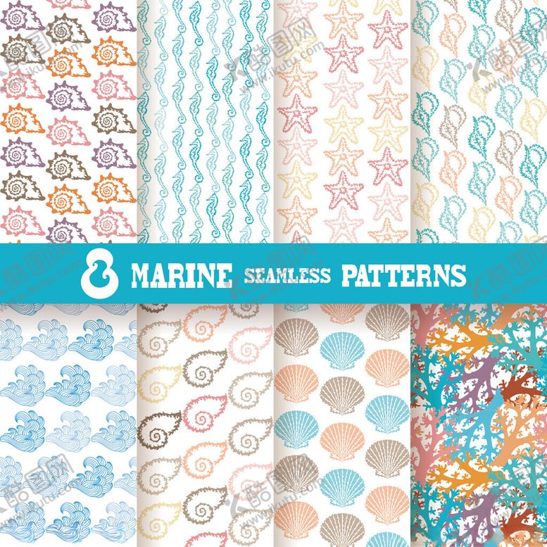 编号：71680511201259238346【酷图网】源文件下载-海洋主题多样图案集合