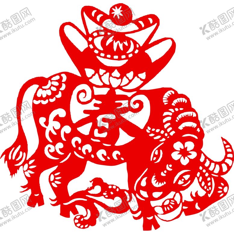 编号：35417804191737343065【酷图网】源文件下载-生肖牛剪纸