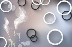 圆圈花卉背景墙