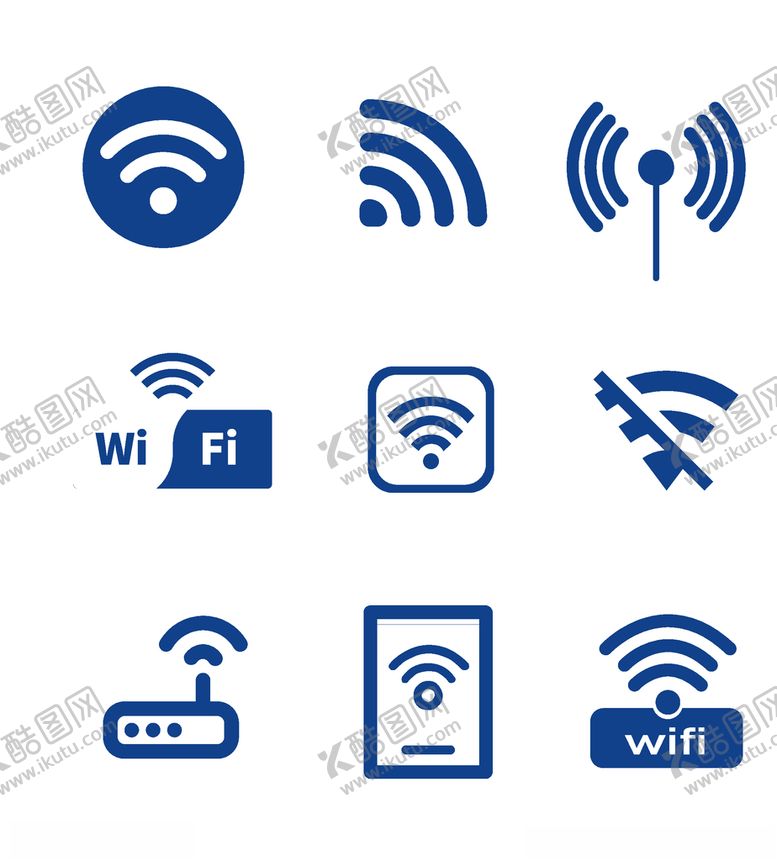 编号：34407204150648257039【酷图网】源文件下载-蓝色简约wifi标识