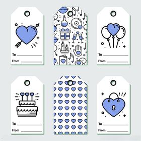 可爱蓝白色爱心主题吊牌设计