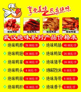 鸭脖价目表美食食品海报