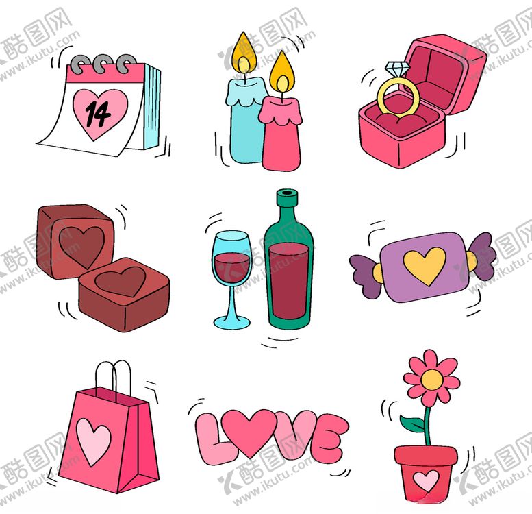 编号：34349809182326557124【酷图网】源文件下载-浪漫情人节元素