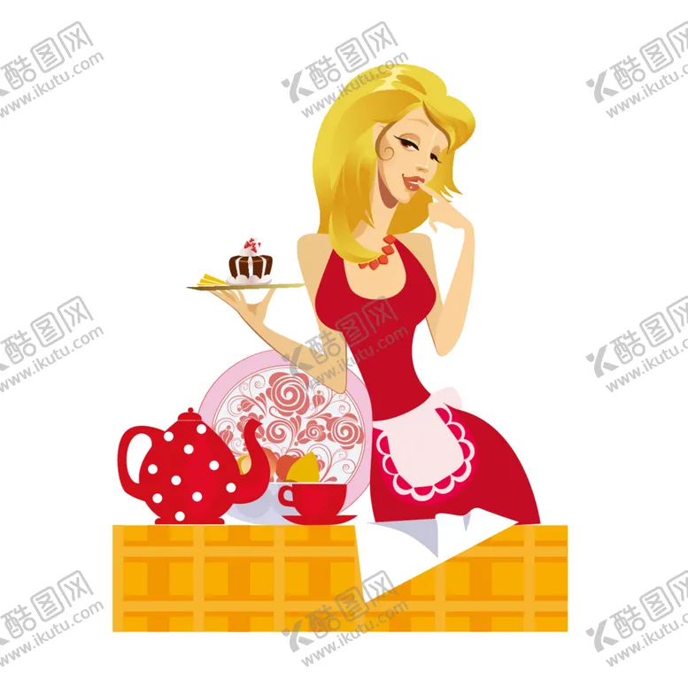 编号：92074101122247297501【酷图网】源文件下载-吃蛋糕的美女