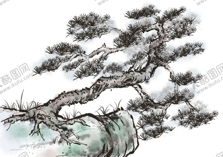 编号：25452209302111577072【酷图网】源文件下载-水墨中国风迎客松