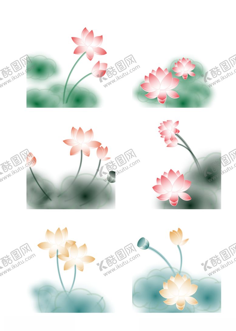 编号：16186609190139503665【酷图网】源文件下载-中国风水墨荷花素材合集