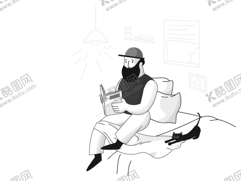 编号：98381401190047298238【酷图网】源文件下载-手绘 插图 工作 插画 黑白 
