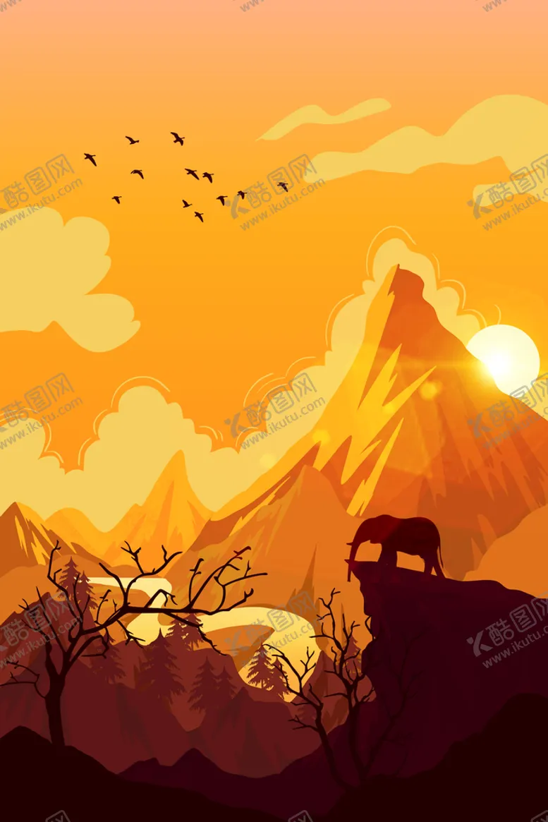 编号：81312210152043331889【酷图网】源文件下载-山水插画
