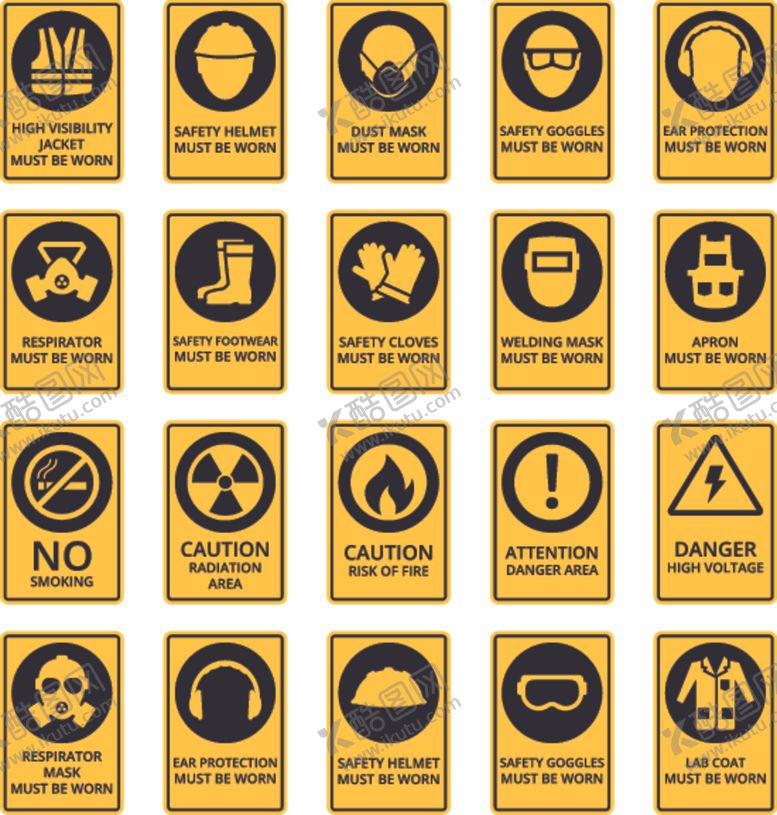 编号：12275110071510577138【酷图网】源文件下载-多样警示标志集合