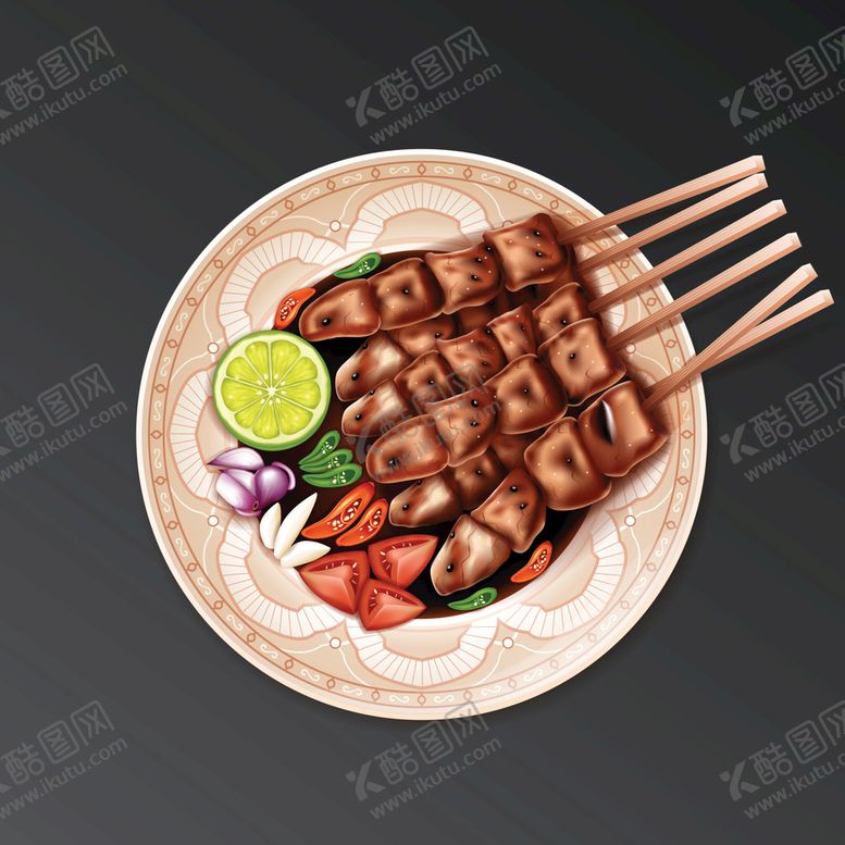 编号：87560409132146038032【酷图网】源文件下载-卡通串烧烧烤插画美味宣传