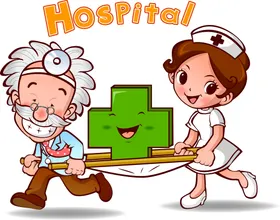 卡通医生院人物印花