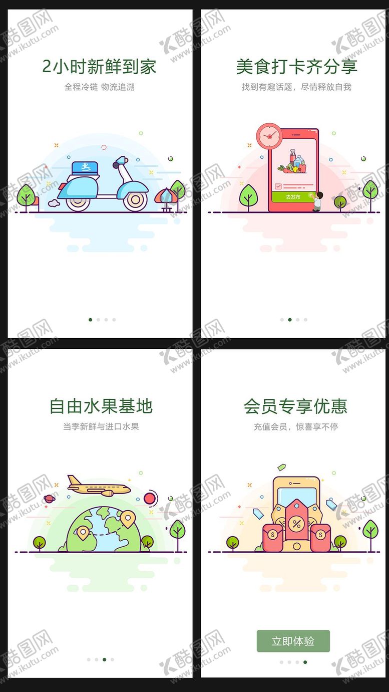 编号：58193806142315238481【酷图网】源文件下载-生鲜配送app引导页插画设计