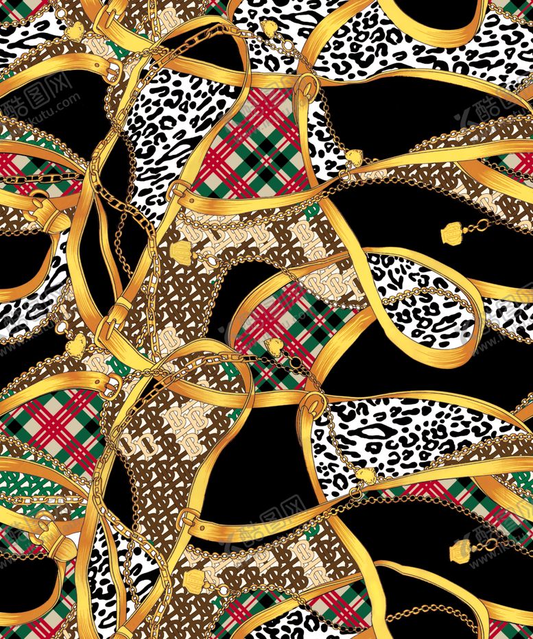 编号：89968509141013574466【酷图网】源文件下载-链条豹纹设计大牌图案