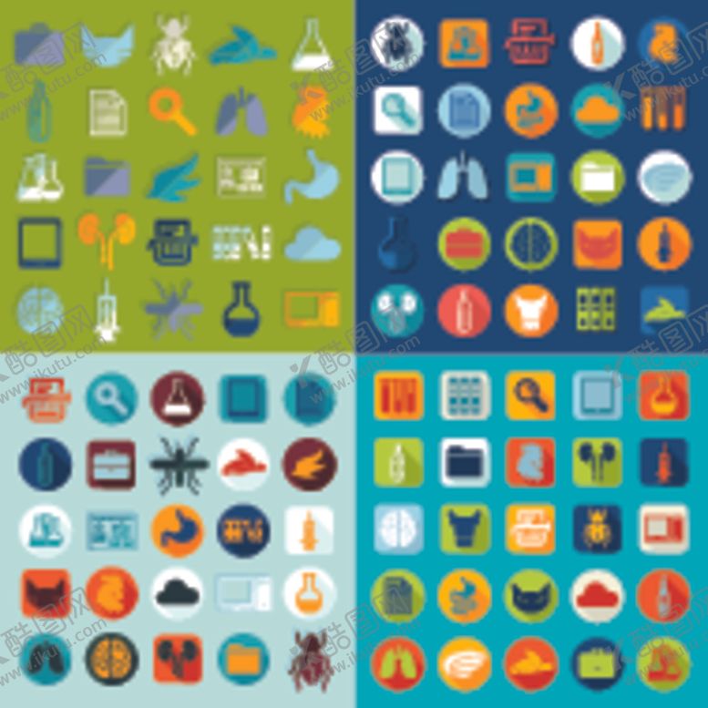 编号：25379704250343437452【酷图网】源文件下载-多彩扁平化图标集合