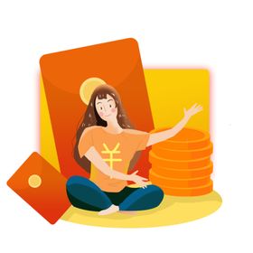 理财金融手绘女生