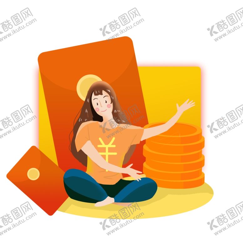 编号：90429706181318097033【酷图网】源文件下载-理财金融手绘女生
