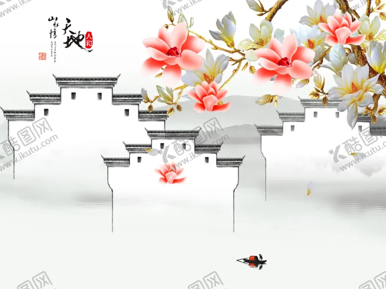 编号：65270504011034085287【酷图网】源文件下载-徽派山水背景