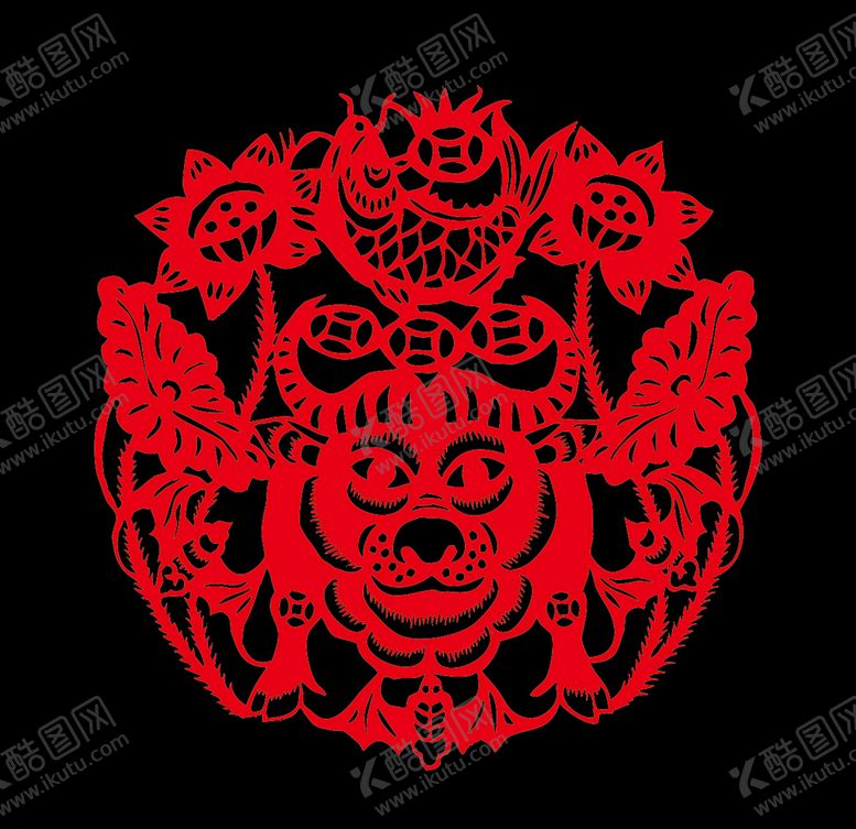 编号：62050709211508015840【酷图网】源文件下载-牛年剪纸图片