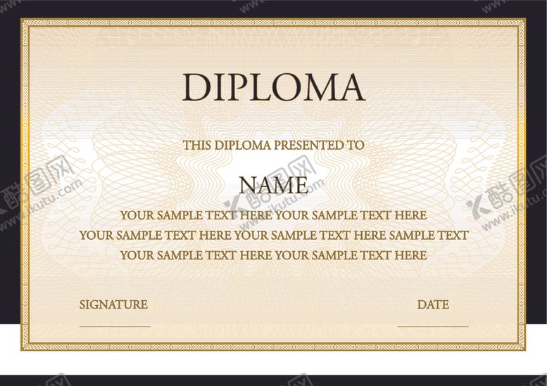 编号：89189910300237589616【酷图网】源文件下载-横版证书防伪花纹欧式边框奖状