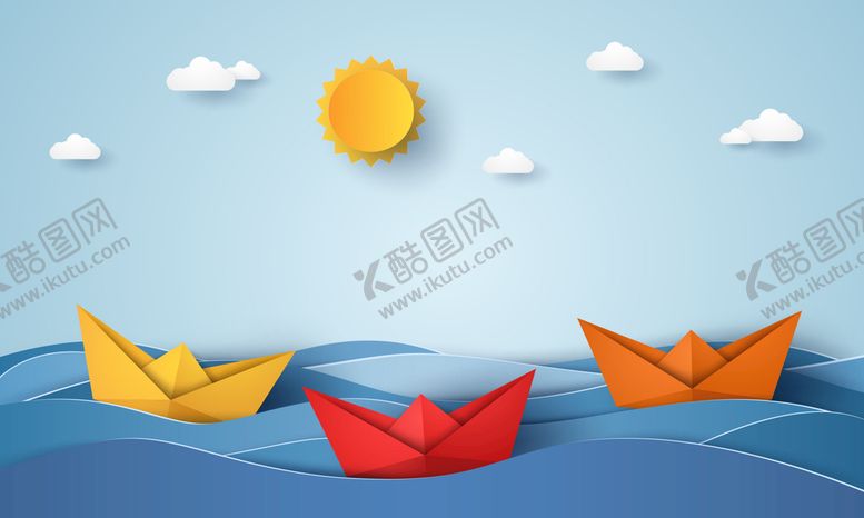 编号：45317810011918351739【酷图网】源文件下载-卡通纸船背景