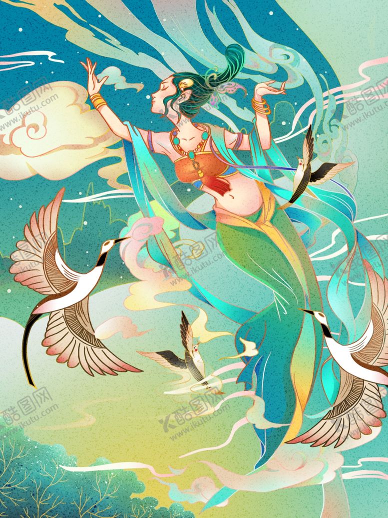 编号：31106810041612473166【酷图网】源文件下载-敦煌飞天插画