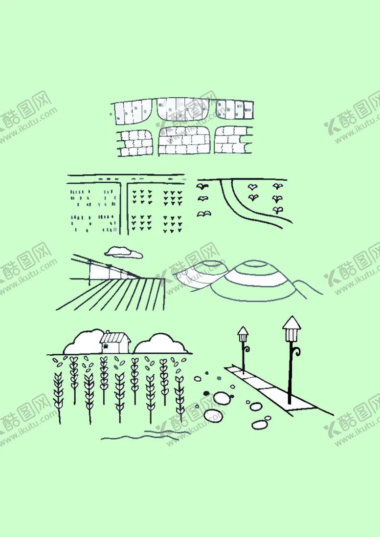 编号：88360101311228464824【酷图网】源文件下载-简笔画农田