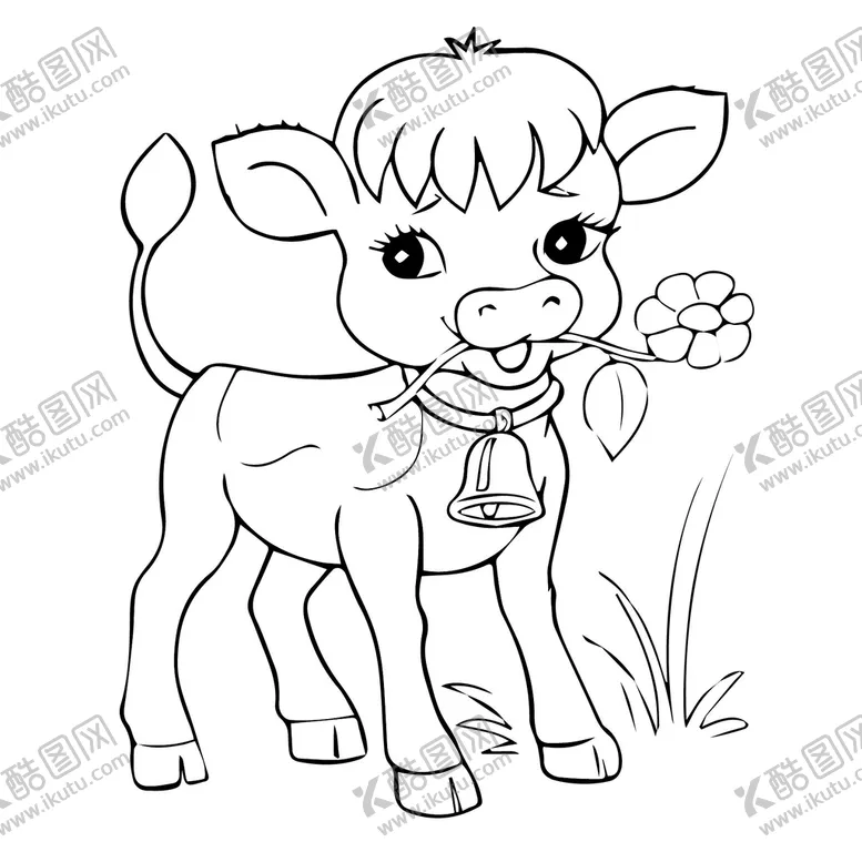 编号：50417610071542224897【酷图网】源文件下载-简笔画牛可爱