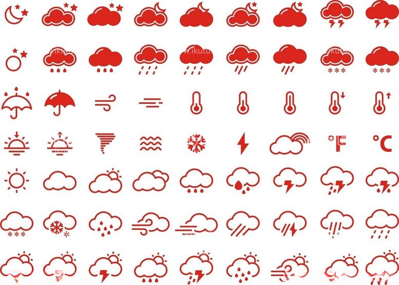 编号：55500003190100007392【酷图网】源文件下载-天气图标
