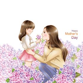 卡通母亲节母婴插图图片感恩海报促销
