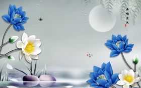 荷花背景墙