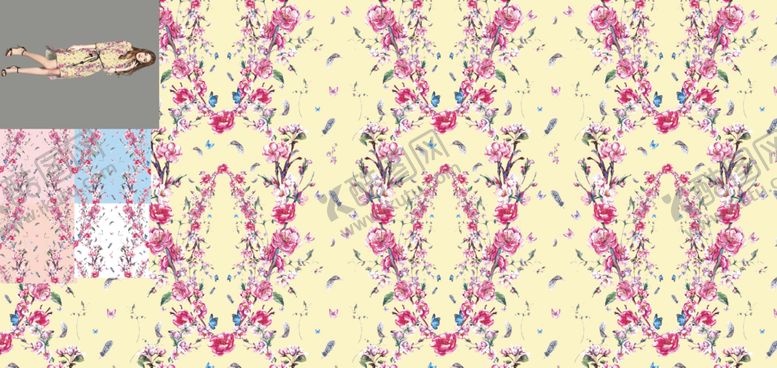 编号：80569909151044511718【酷图网】源文件下载-挂板数码模特乱花叶子