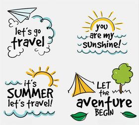 度假旅游手绘矢量图标