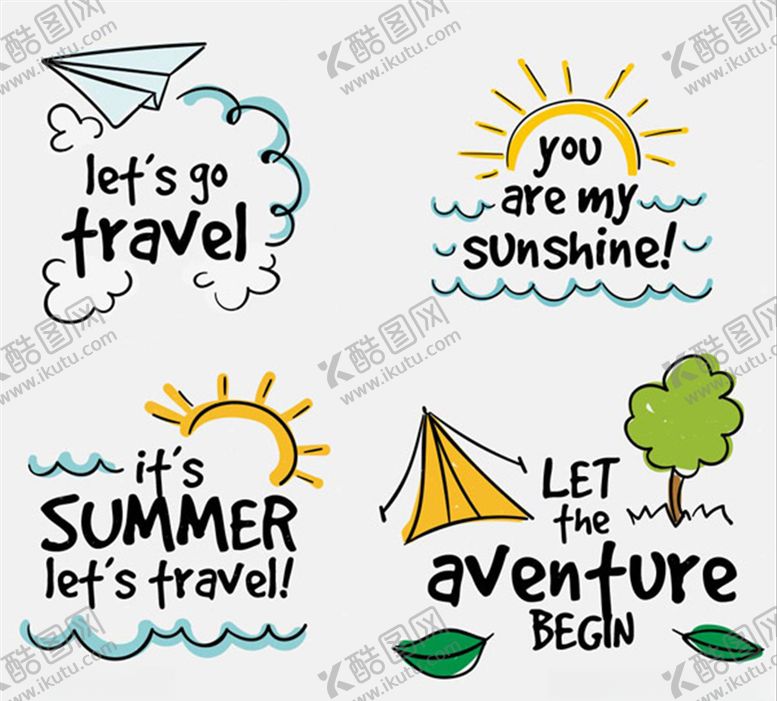 编号：43341411011158139129【酷图网】源文件下载-度假旅游手绘矢量图标