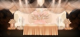 香槟色唯美欧式婚礼舞台签到迎宾