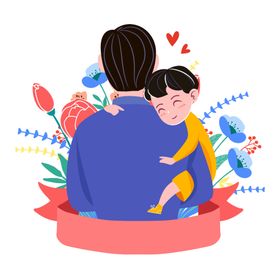 父亲节慈祥父亲抱着孩子插画素材
