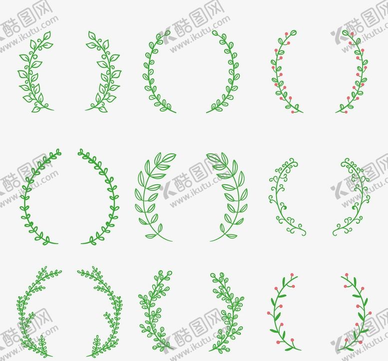 编号：36473102032054412203【酷图网】源文件下载-手绘绿色花环