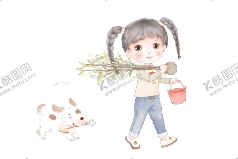 编号：77237202070818536313【酷图网】源文件下载-植树节种树的女孩