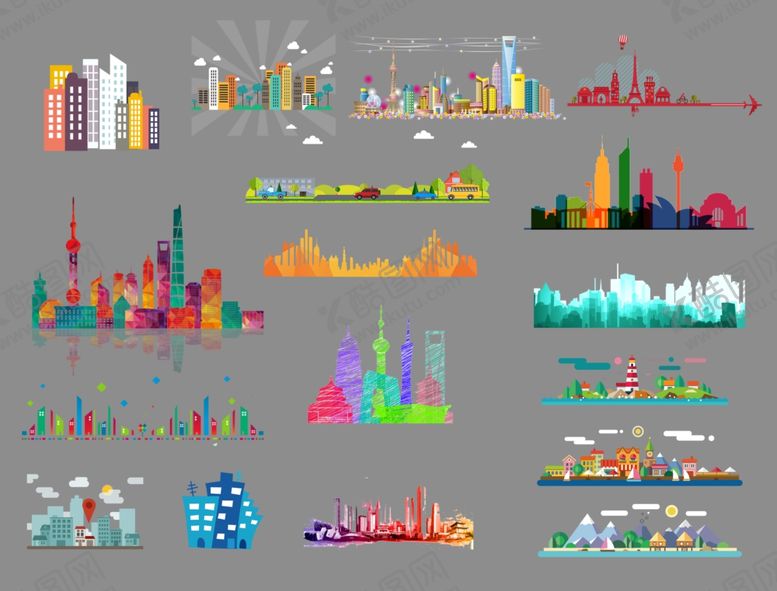 编号：18089610300841397656【酷图网】源文件下载-多彩数据图表矢量素材集