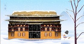 手绘古代建筑图片