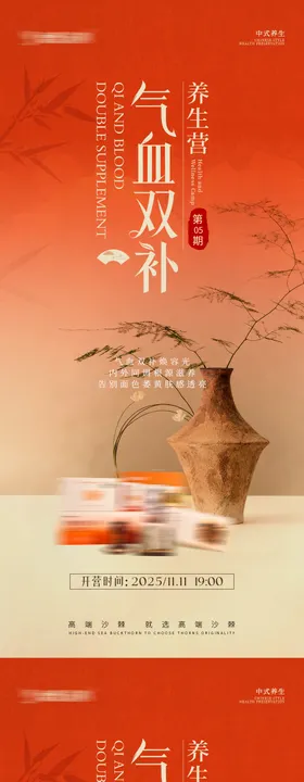 气血养生宣传中国风海报