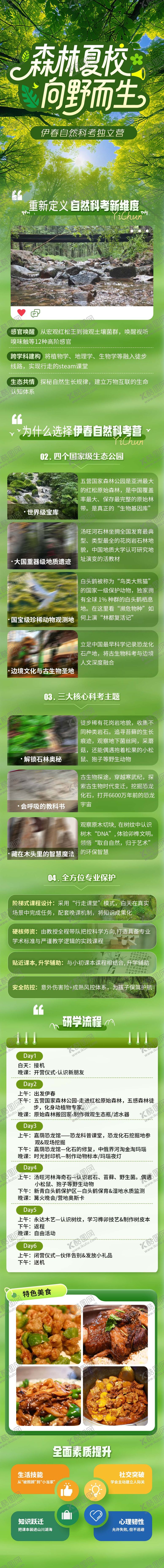 编号：15125204221635446485【酷图网】源文件下载-绿色自然伊春旅行科考营长图海报