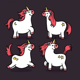 卡通独角兽手绘云朵手绘可爱儿童房抽象