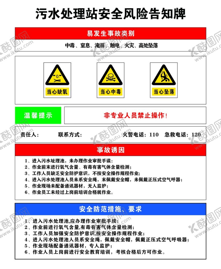 编号：35224201251828282448【酷图网】源文件下载-污水处理站安全风险告知牌