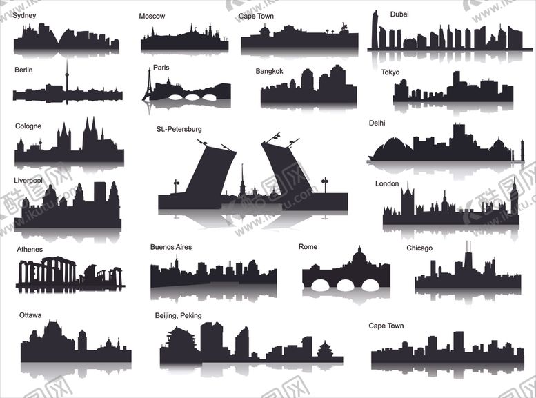 编号：93707211021907361429【酷图网】源文件下载-城市建筑剪影集合